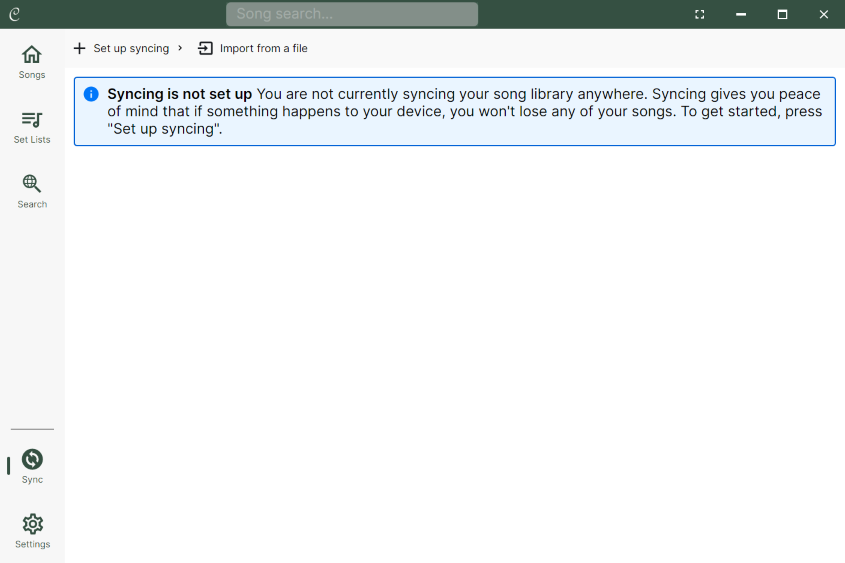 Screenshot of the cloud syncing pane.