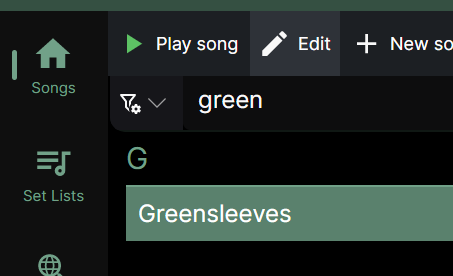 Screenshot of the edit song button