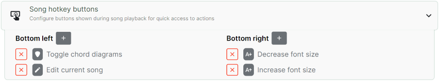 Screenshot showing the Song hotkey buttons section