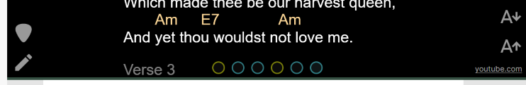 Screenshot showing the song player with hotkey buttons