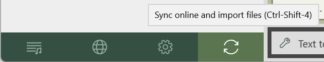 Screenshot of the OneDrive syncing panel button.