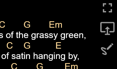 Additional feature buttons, from top to bottom: Full screen, Present to external display, Ink annotations